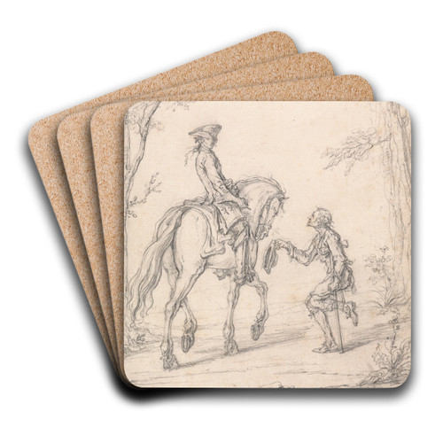 The Horseman and the Beggar by Marcellus Laroon the Younger Art Drink Coaster set The Horseman and the Beggar by Marcellus Laroon the Younger Art Drink Coaster set