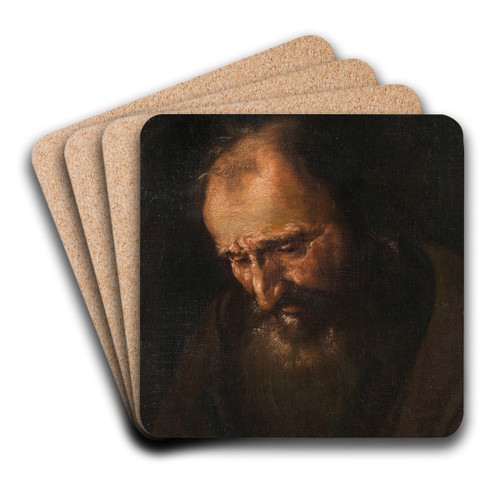 Head Of A Bearded Man by Francesco Fracanzano Art Drink Coaster set