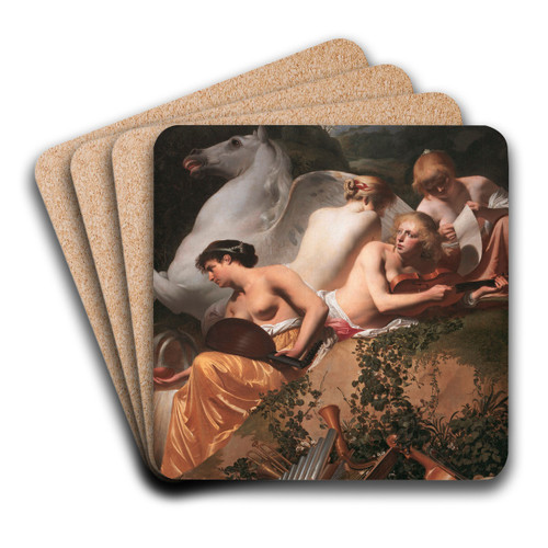 Four Muses and Pegasus by Caesar Van Everdingen Art Drink Coaster set Four Muses and Pegasus by Caesar Van Everdingen Art Drink Coaster set