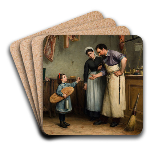 Something For The Cat by Adolf Von Becker Art Drink Coaster set