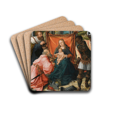 The Adoration Of The Magi by Workshop of Bernard van Orley Drink Coasters - set of 4