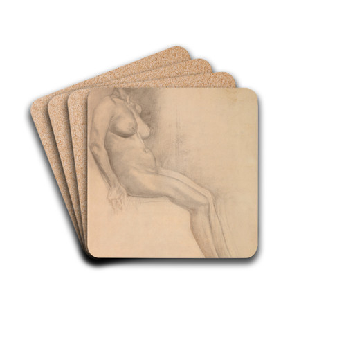 Akt siedzcej kobiety by Stanisaw Wyspiaski Drink Coasters - set of 4