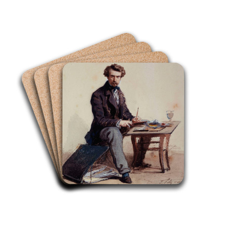 Portrait de l'artiste. by Isidore Pils Drink Coasters - set of 4 Portrait de l'artiste. by Isidore Pils Drink Coasters - set of 4