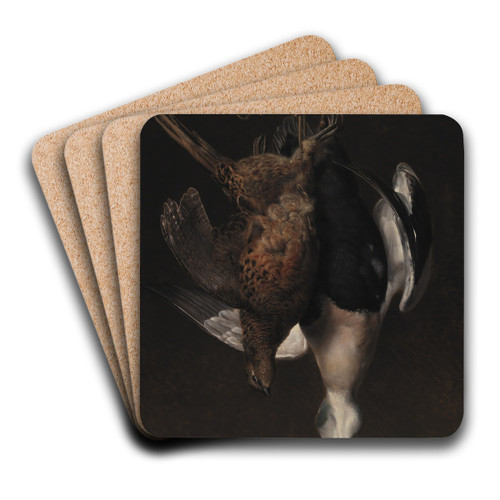 Game. A Pheasant And An Eider by Johan Laurentz Jensen Art Drink Coaster set