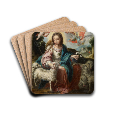 Divine Shepherdess by Alonso Miguel De Tovar Drink Coasters - set of 4
