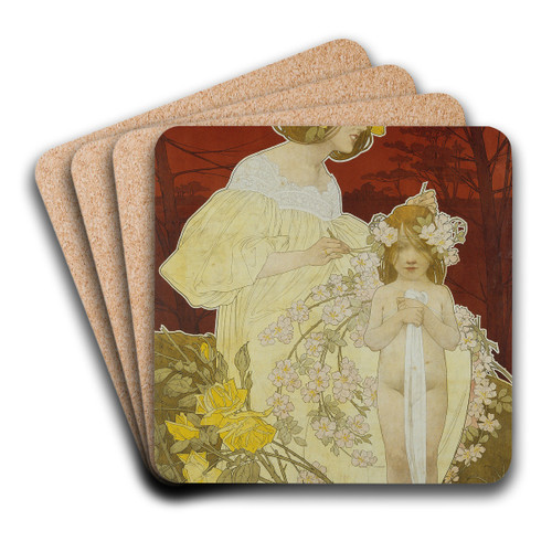 Palais de la Femme. Exposition de 1900 by Henri Privat-Livemont Art Drink Coaster set