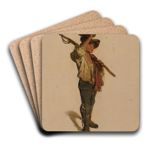 Italienischer Hirtenjunge, einen Krbis auf dem Kopf haltend by Johann Baptist Kirner Art Drink Coaster set