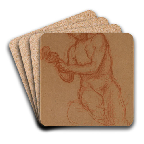 Homme nu assis, de face by Pierre Puvis de Chavannes Art Drink Coaster set Homme nu assis, de face by Pierre Puvis de Chavannes Art Drink Coaster set