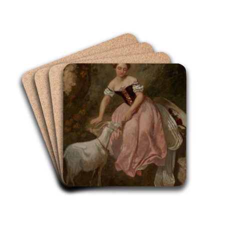 La fillette  la chvre by Adolphe Monticelli Drink Coasters - set of 4