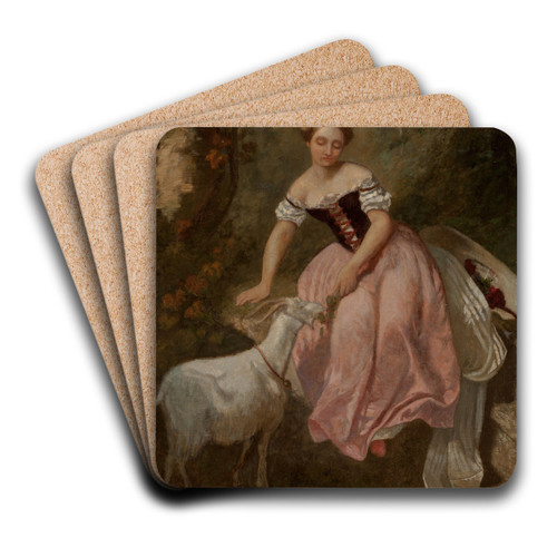 La fillette  la chvre by Adolphe Monticelli Art Drink Coaster set