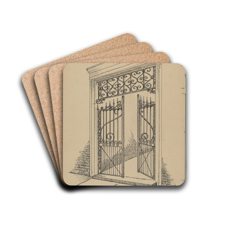 Wrought and Cast Iron Gate by Al Curry Drink Coasters - set of 4 Wrought and Cast Iron Gate by Al Curry Drink Coasters - set of 4