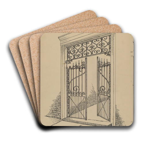 Wrought and Cast Iron Gate by Al Curry Art Drink Coaster set Wrought and Cast Iron Gate by Al Curry Art Drink Coaster set