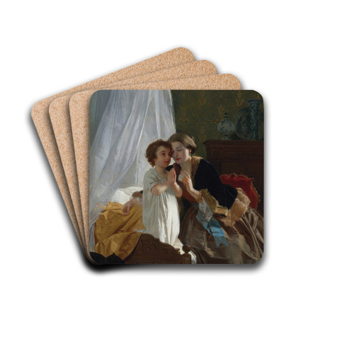 Bedtime Prayer by Eugne-Ernest Hillemacher Drink Coasters - set of 4 Bedtime Prayer by Eugne-Ernest Hillemacher Drink Coasters - set of 4