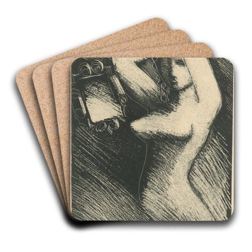 Woman in front of a mirror by Mikul Galanda Art Drink Coaster set