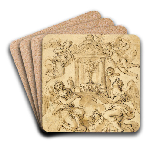 Monstrance Borne by Angels by Giacinto Calandrucci Art Drink Coaster set