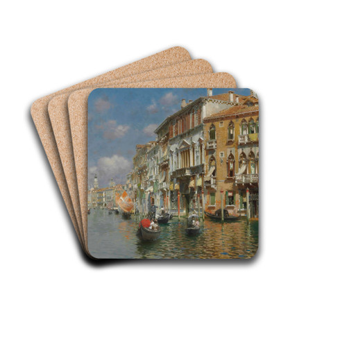 Gondolas On The Grand Canal, Venice by Rubens Santoro Drink Coasters - set of 4