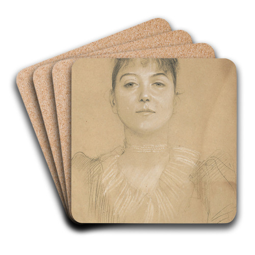 Portrait einer Frau by Gustav Klimt Art Drink Coaster set