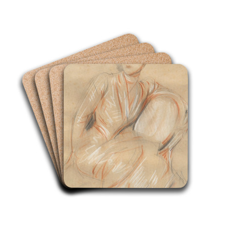 A lady seated on a chair by Paul Csar Helleu Drink Coasters - set of 4