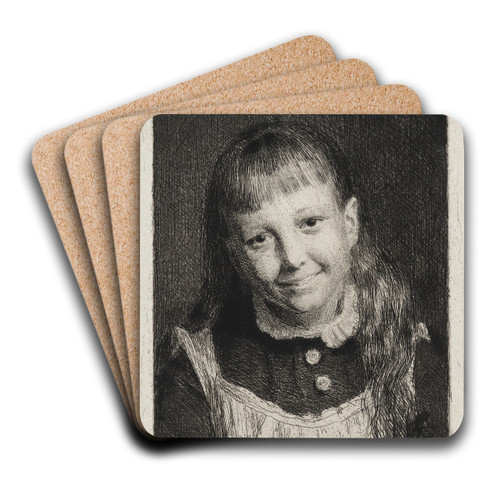 The Laughing Girl, Portrait of Ida Alma Bloch by Carl Bloch Art Drink Coaster set