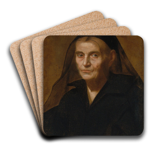 Portrait of a widow by Simone Cantarini Art Drink Coaster set Portrait of a widow by Simone Cantarini Art Drink Coaster set