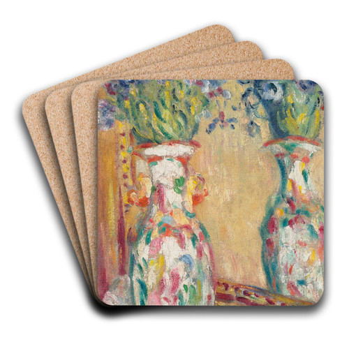 Vase au miroir by Louis Valtat Art Drink Coaster set Vase au miroir by Louis Valtat Art Drink Coaster set
