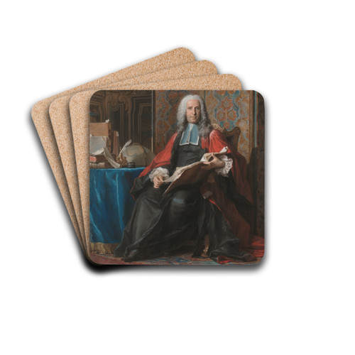 Portrait of Gabriel Bernard de Rieux by Maurice-Quentin de La Tour Drink Coasters - set of 4 Portrait of Gabriel Bernard de Rieux by Maurice-Quentin de La Tour Drink Coasters - set of 4