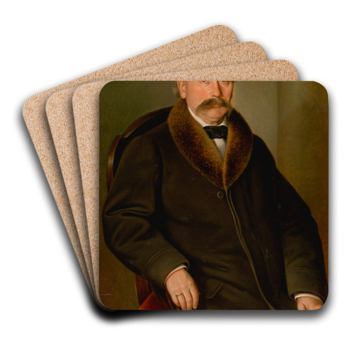 Portrait of a Man in Fur Coat by Peter Michal Boh Art Drink Coaster set Portrait of a Man in Fur Coat by Peter Michal Boh Art Drink Coaster set