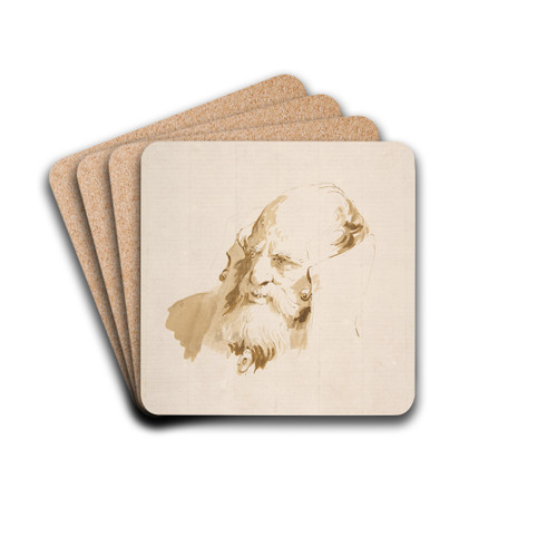 Head of a Man Wearing a High Collar by Giovanni Battista Tiepolo Drink Coasters - set of 4