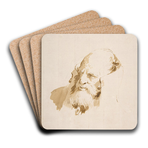 Head of a Man Wearing a High Collar by Giovanni Battista Tiepolo Art Drink Coaster set