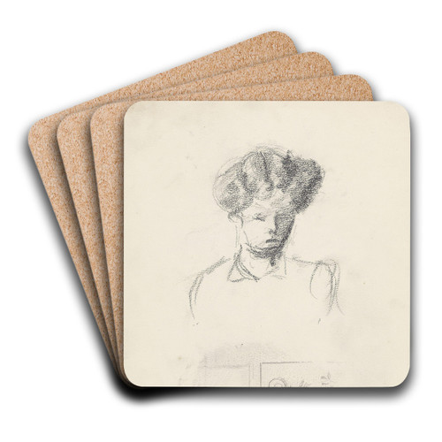 Kvinneportrett; dekormnster by Christian Krohg Art Drink Coaster set