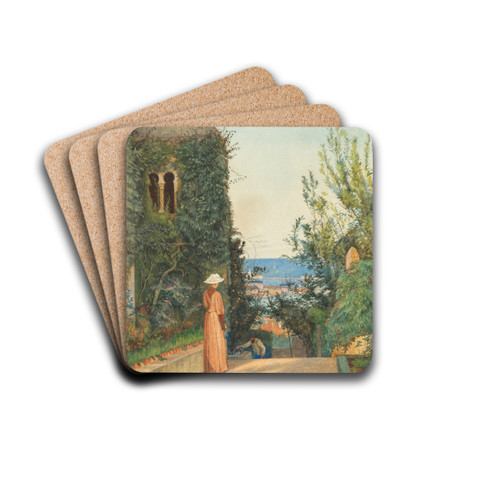 Bordighera by George Howard, 9th Earl Of Carlisle Drink Coasters - set of 4 Bordighera by George Howard, 9th Earl Of Carlisle Drink Coasters - set of 4