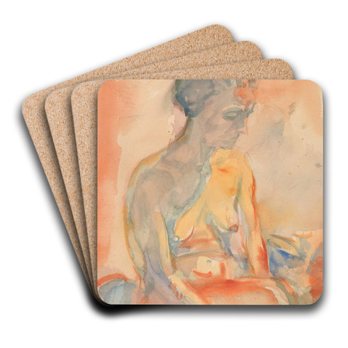 Sittende kvinnelig akt i sidelys by Edvard Munch Art Drink Coaster set