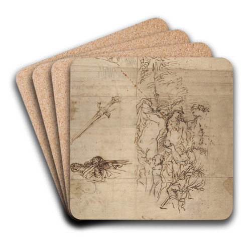 Study for a Judgment of Paris and Other Figure Studies by Salvator Rosa Art Drink Coaster set