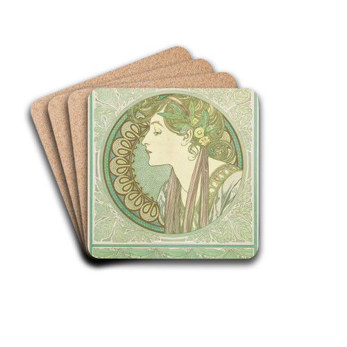 Laurel by Alphonse Mucha Drink Coasters - set of 4