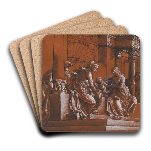 The Holy Family by Hans Holbein The Younger Art Drink Coaster set