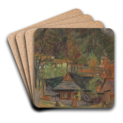 In a Village by Arnold Peter Weisz-Kubnan Art Drink Coaster set
