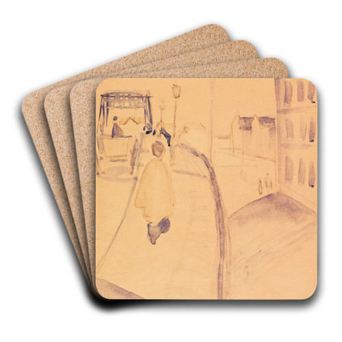 Viktoriabrcke im Abendglhen by August Macke Art Drink Coaster set
