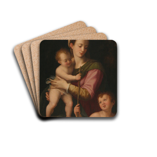 Madonna and Child with St. John by Andrea del Brescianino Drink Coasters - set of 4