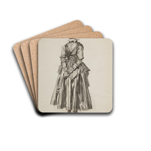 Study (VI). Portrait of the artist's wife from the 'Revue mods' series by Jzef Mehoffer Drink Coasters - set of 4 Study (VI). Portrait of the artist's wife from the 'Revue mods' series by Jzef Mehoffer Drink Coasters - set of 4