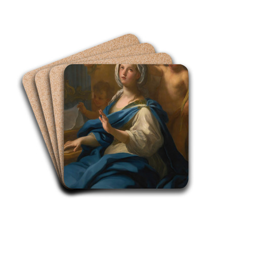 Saint Cecilia, Seated At An Organ, With Putti And An Angel by Sebastiano Conca Drink Coasters - set of 4