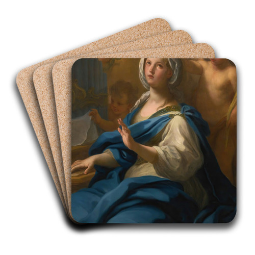 Saint Cecilia, Seated At An Organ, With Putti And An Angel by Sebastiano Conca Art Drink Coaster set