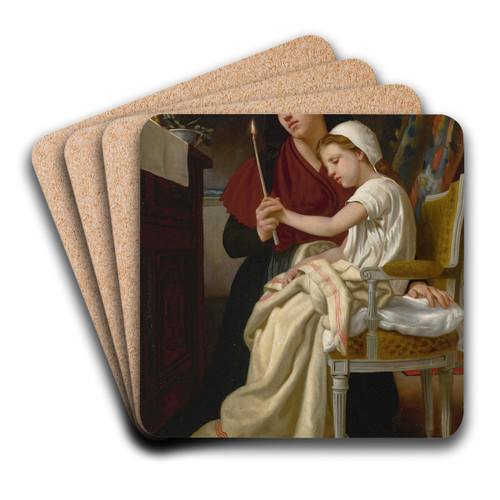 Le Voeu by William Bouguereau Art Drink Coaster set