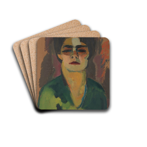 Portrait of Fortuna Brulez by Frits van den Berghe Drink Coasters - set of 4 Portrait of Fortuna Brulez by Frits van den Berghe Drink Coasters - set of 4