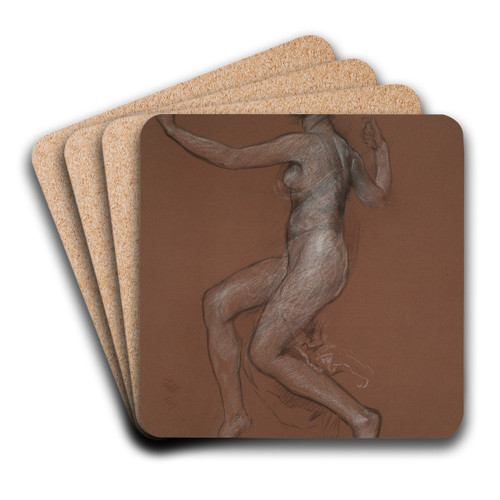 Study for figure of 9 am for 'The Hours' mural for the state capitol building in Harrisburg,Pennsylvania by Edwin Austin Abbey Art Drink Coaster set