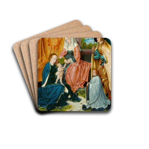 Virgin and Child with Saint Anne, Saint Gereon, and a Donor by Barthel Bruyn the Elder Drink Coasters - set of 4