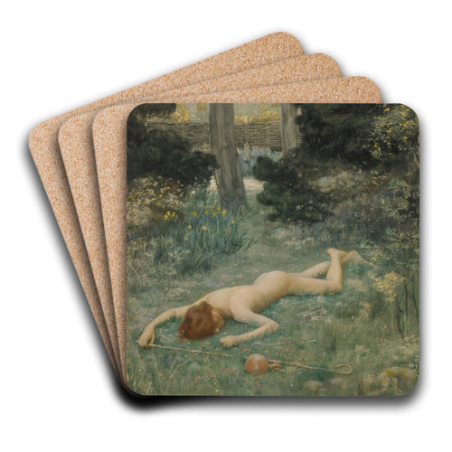 The Careless Shepherd by Edward Robert Hughes Art Drink Coaster set