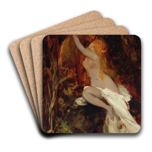 Faun And Nymph by Hans Makart Art Drink Coaster set
