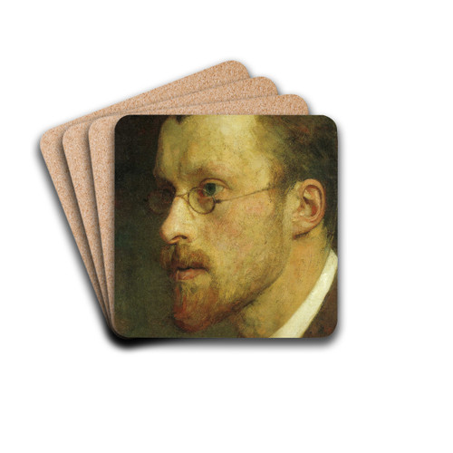 Self-portrait of Jan Pieter Veth by Jan Veth Drink Coasters - set of 4 Self-portrait of Jan Pieter Veth by Jan Veth Drink Coasters - set of 4