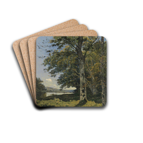Les Bords De L'yonne by Henri-Joseph Harpignies Drink Coasters - set of 4