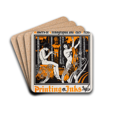 Ault and Wiborg, Ad. 114 by Will Bradley Drink Coasters - set of 4 Ault and Wiborg, Ad. 114 by Will Bradley Drink Coasters - set of 4
